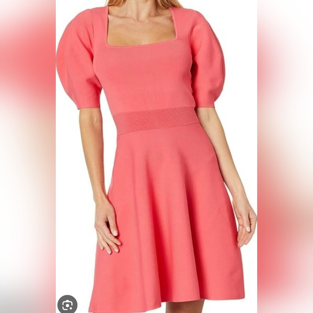 NWT - Ted Baker, Elegant Coral Puff Sleeve Dress